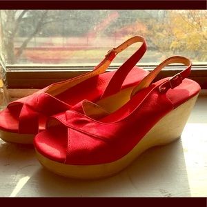 Vintage 1960s red wedges sz 6.5 / 7